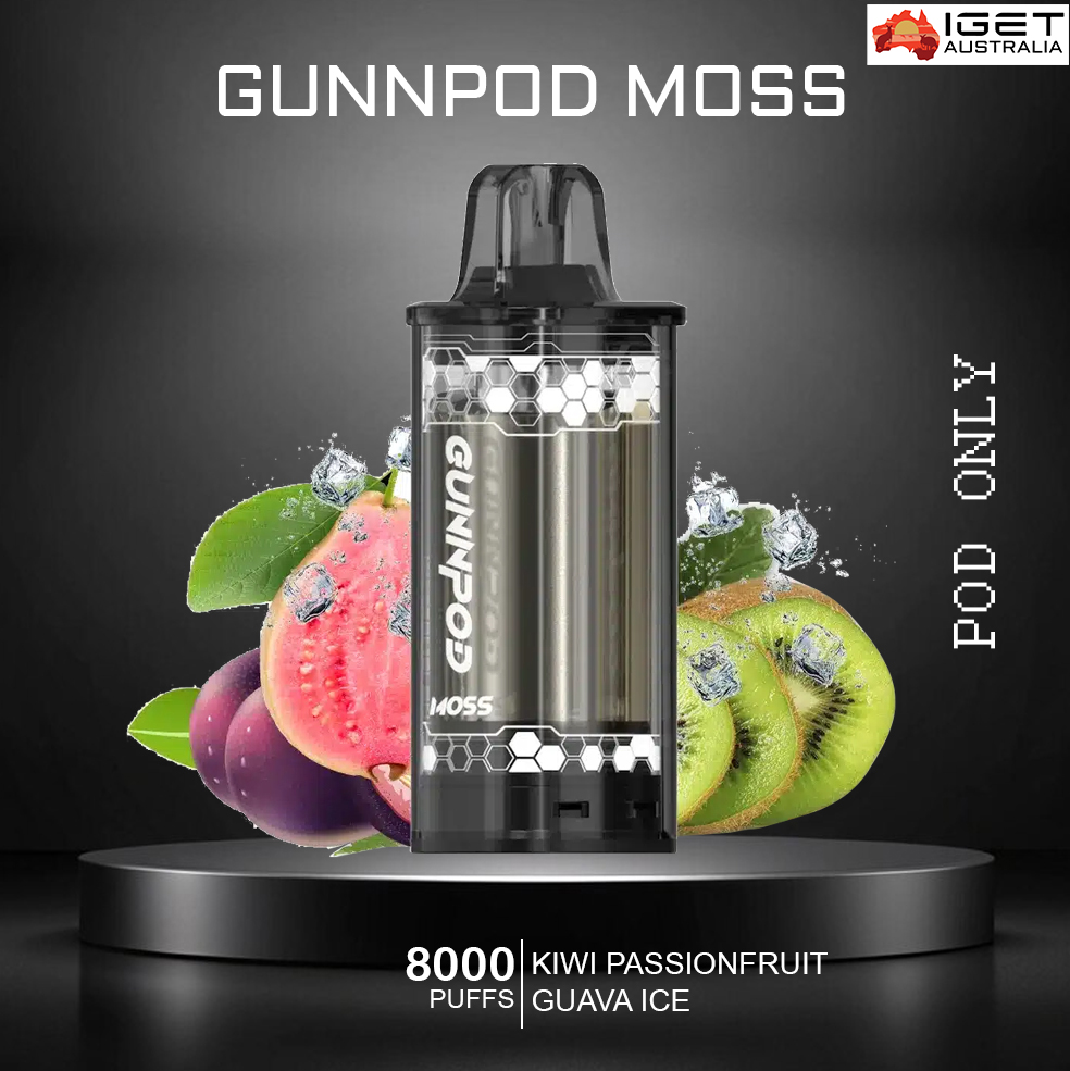 GUNNPOD MOSS - KIWI PASSIONFRUIT GUAVA ICE - 8000 PUFFS - POD ONLY